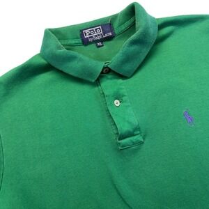 00s Polo Ralph Lauren Polo Shirt Mens XL Solid Classic Fit Purple Pony Green